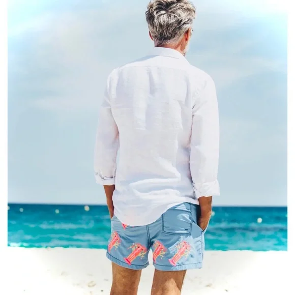 LES CANEBIERSXS/SAll Over Lobster Light Blue Men’s Swimtrunks Boardshorts